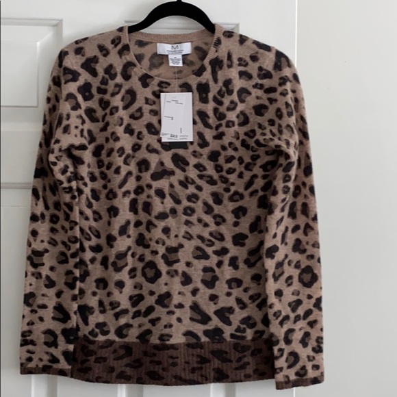 Magaschoni Sweaters - Magaschoni Cashmere Brown Animal Print Sweater M